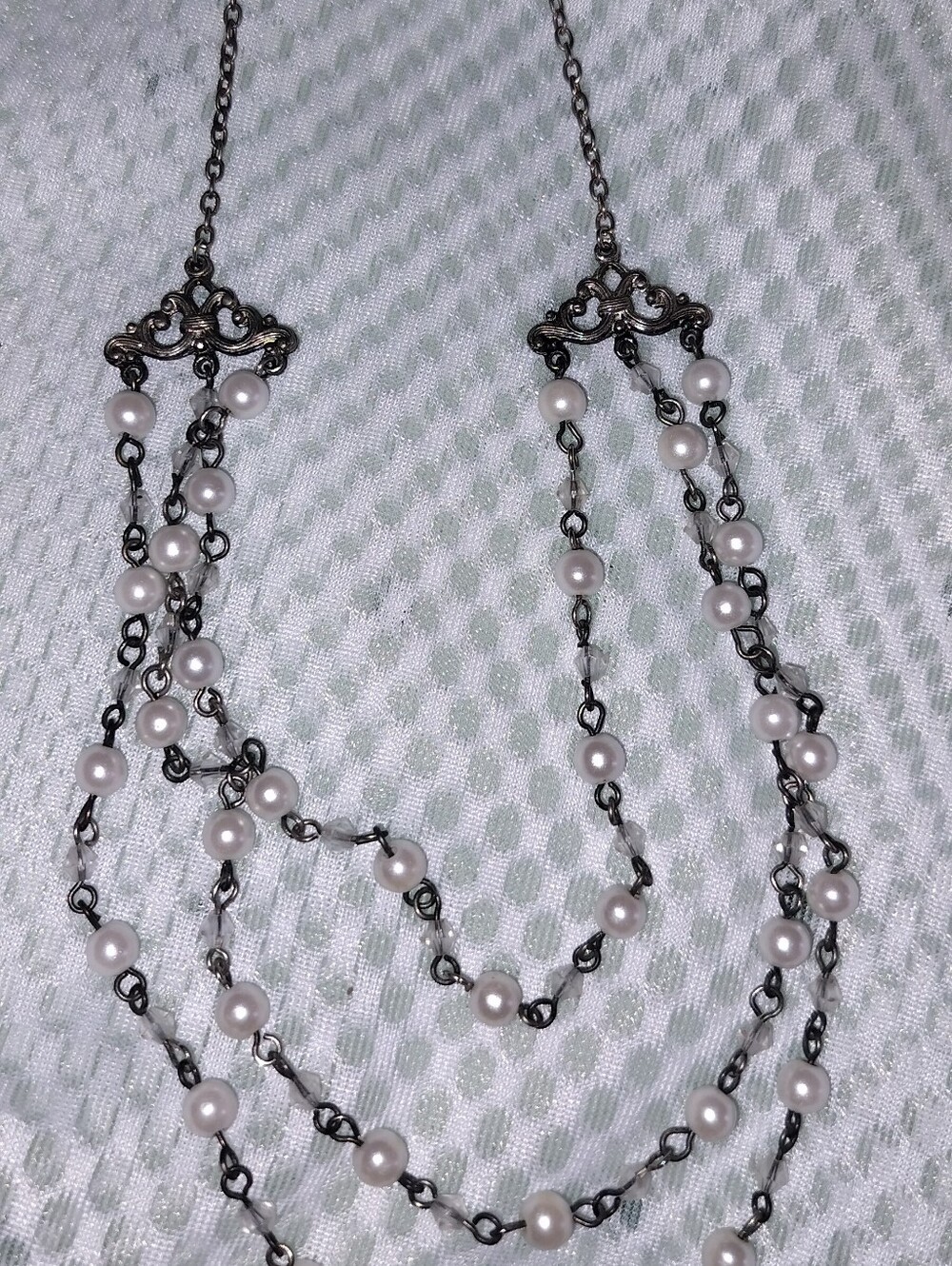 Vintage-Inspired Multi-Strand Pearl Necklace in White